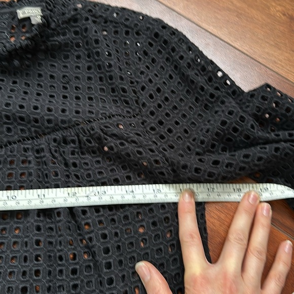 J. crew Point Sur Women’s Lace Overlay Mock Neck Long Sleeve Black Top Size 0 - Picture 4 of 6